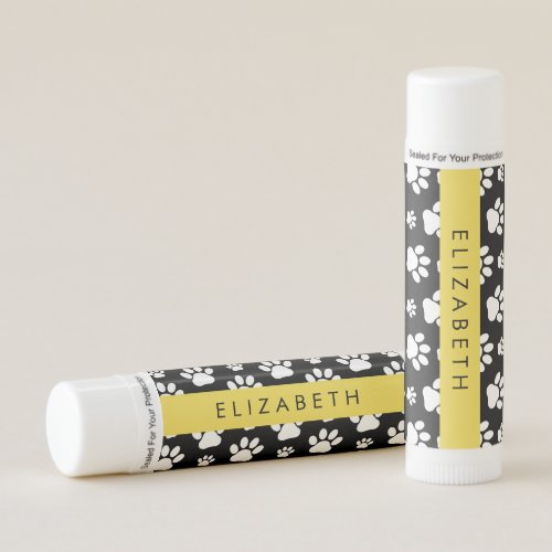 Paw Pattern Dog Paws Black and White Your Name Lip Balm