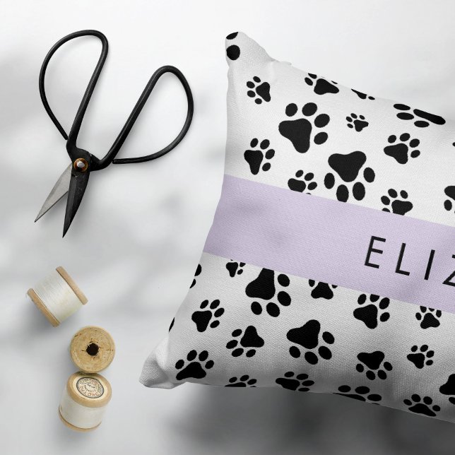 Paw Pattern, Dog Paws, Black and White, Your Name Pet Bed (Creator Uploaded)