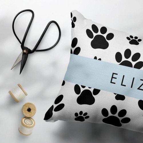 Paw Pattern Dog Paws Black and White Your Name Pillow Case