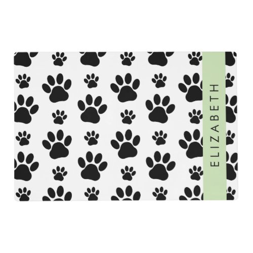 Paw Pattern Dog Paws Black and White Your Name Placemat