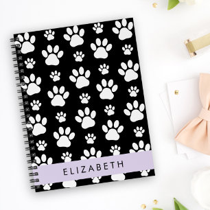 Paw Pattern, Dog Paws, Black and White, Your Name Planner
