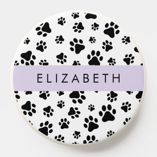 Paw Pattern Dog Paws Black and White Your Name PopSocket