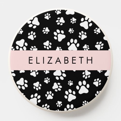 Paw Pattern Dog Paws Black and White Your Name PopSocket