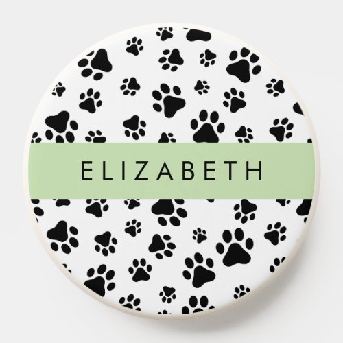 Paw Pattern Dog Paws Black and White Your Name PopSocket