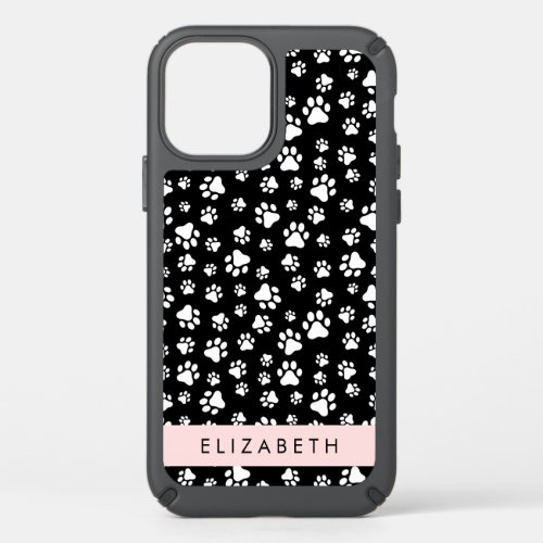 Paw Pattern Dog Paws Black and White Your Name Speck iPhone 12 Case