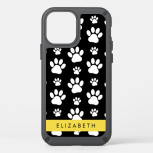 Paw Pattern, Dog Paws, Black and White, Your Name Speck iPhone 12 Case