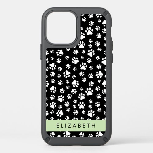 Paw Pattern Dog Paws Black and White Your Name Speck iPhone 12 Case