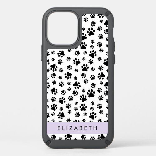 Paw Pattern Dog Paws Black and White Your Name Speck iPhone 12 Case