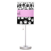 Paw Pattern, Dog Paws, Black and White, Your Name Table Lamp (Right)