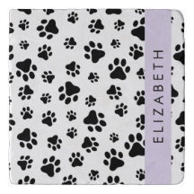 Paw Pattern, Dog Paws, Black and White, Your Name