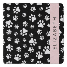Paw Pattern, Dog Paws, Black and White, Your Name