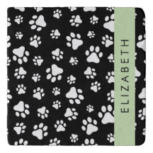 Paw Pattern, Dog Paws, Black and White, Your Name