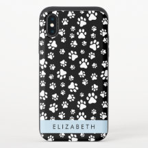 Paw Pattern, Dog Paws, Black and White, Your Name