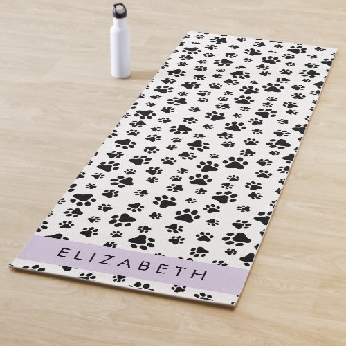 Paw Pattern Dog Paws Black and White Your Name Yoga Mat