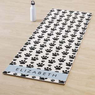 Paw Pattern, Dog Paws, Black and White, Your Name Yoga Mat