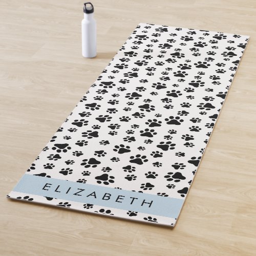 Paw Pattern Dog Paws Black and White Your Name Yoga Mat