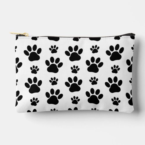 Paw Pattern Dog Paws Paw Prints Black and White Accessory Pouch