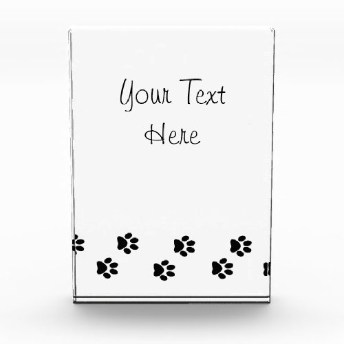 Paw Pattern Dog Paws Paw Prints Black and White Acrylic Award