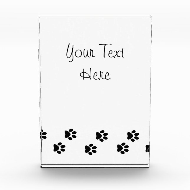 Paw Pattern, Dog Paws, Paw Prints, Black and White Acrylic Award (Front)