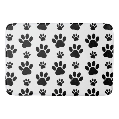 Paw Pattern Dog Paws Paw Prints Black and White Bath Mat