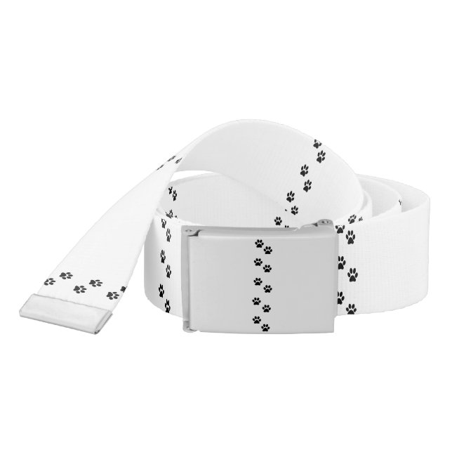 Paw Pattern, Dog Paws, Paw Prints, Black and White Belt (Snake)