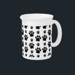 Paw Pattern, Dog Paws, Paw Prints, Black and White Beverage Pitcher<br><div class="desc">Cute,  fun and adorable pattern with black paws on white background. Modern and trendy gift,  perfect for the dog lover in your life.</div>