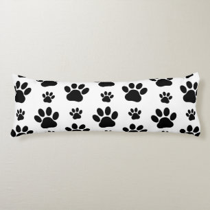 Paw Pattern, Dog Paws, Paw Prints, Black and White Body Pillow