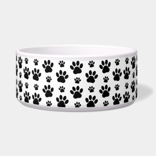 Paw Pattern Dog Paws Paw Prints Black and White Bowl