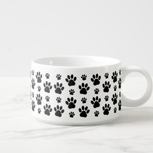 Paw Pattern Dog Paws Paw Prints Black and White Bowl