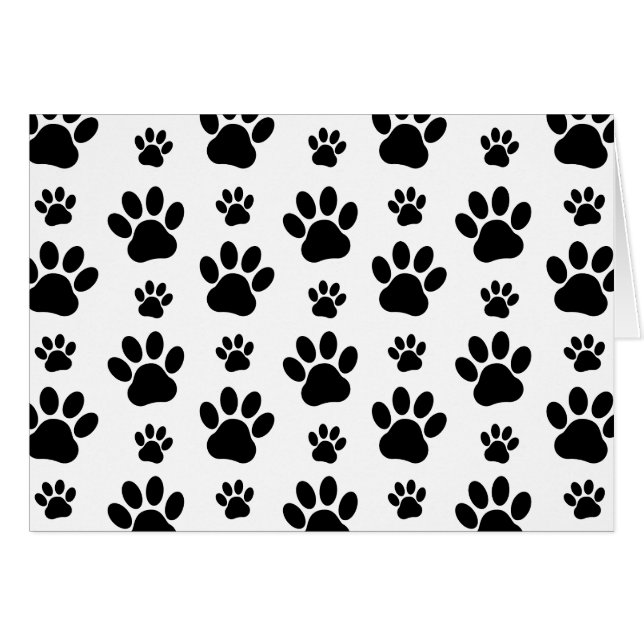Paw Pattern, Dog Paws, Paw Prints, Black and White Cards (Front Horizontal)