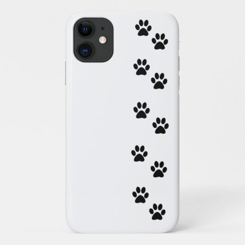 Paw Pattern Dog Paws Paw Prints Black and White iPhone 11 Case