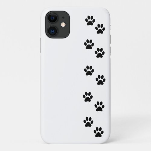 Paw Pattern Dog Paws Paw Prints Black and White iPhone 11 Case