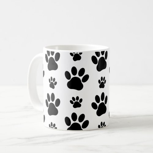 Paw Pattern Dog Paws Paw Prints Black and White Coffee Mug