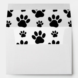 Paw Pattern, Dog Paws, Paw Prints, Black and White Envelope