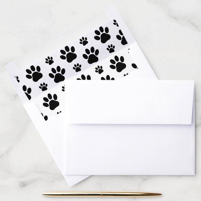 Paw Pattern, Dog Paws, Paw Prints, Black and White Envelope Liner (Desk)