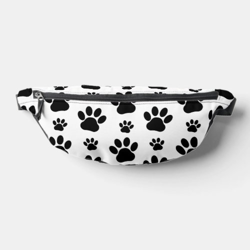 Paw Pattern Dog Paws Paw Prints Black and White Fanny Pack