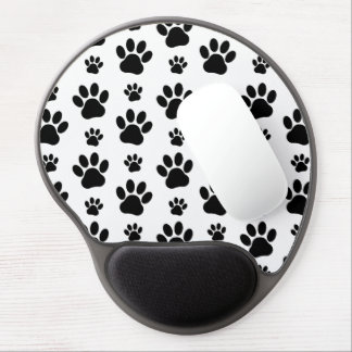Paw Pattern, Dog Paws, Paw Prints, Black and White Gel Mouse Pad