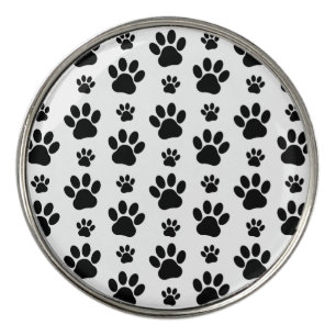 Paw Pattern, Dog Paws, Paw Prints, Black and White Golf Ball Marker