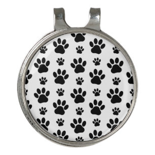 Paw Pattern, Dog Paws, Paw Prints, Black and White Golf Hat Clip
