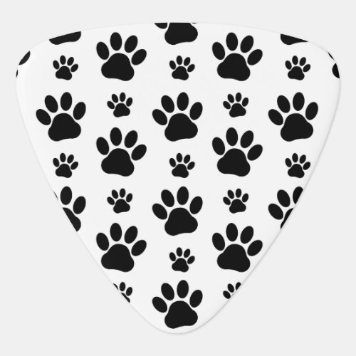 Paw Pattern Dog Paws Paw Prints Black and White Guitar Pick