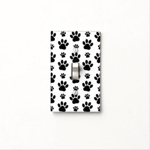 Paw Pattern, Dog Paws, Paw Prints, Black and White Light Switch Cover