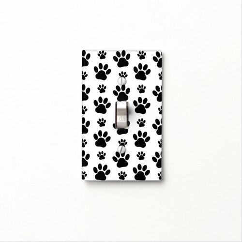 Paw Pattern Dog Paws Paw Prints Black and White Light Switch Cover