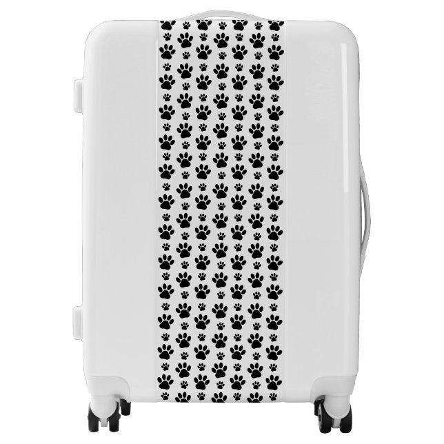 Paw Pattern, Dog Paws, Paw Prints, Black and White Luggage (Front)
