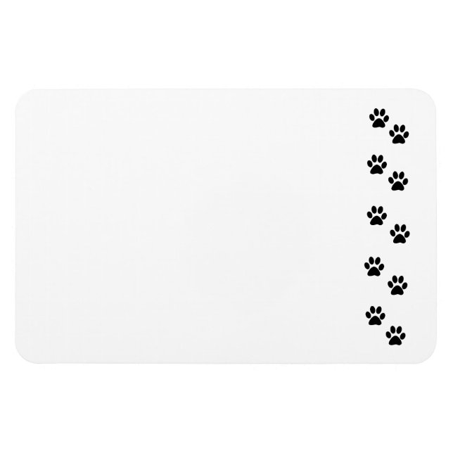 Paw Pattern, Dog Paws, Paw Prints, Black and White Magnet (Horizontal)