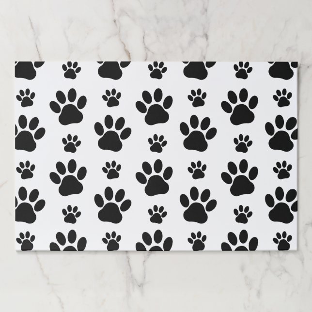 Paw Pattern, Dog Paws, Paw Prints, Black and White Paper Pad (Front)