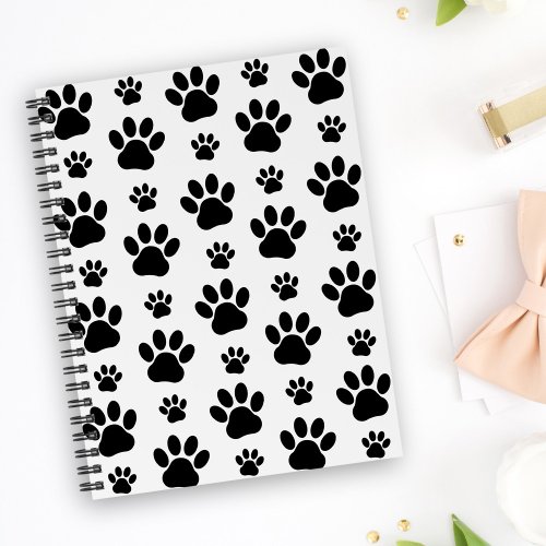 Paw Pattern Dog Paws Paw Prints Black and White Planner