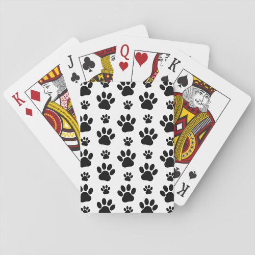Paw Pattern Dog Paws Paw Prints Black and White Poker Cards