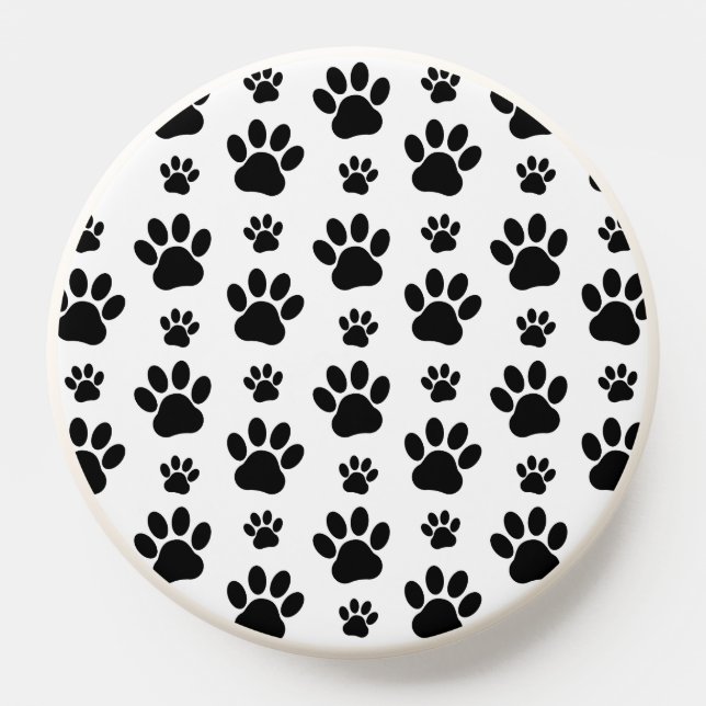 Paw Pattern, Dog Paws, Paw Prints, Black and White PopSocket (Popsocket)