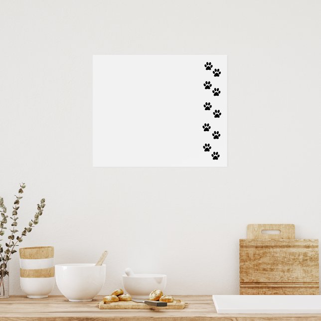 Paw Pattern, Dog Paws, Paw Prints, Black and White Poster (Kitchen)