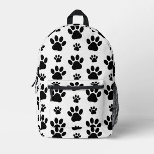 Paw Pattern, Dog Paws, Paw Prints, Black and White Printed Backpack